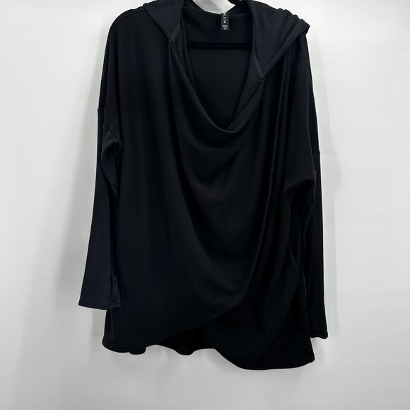 Athleta Sweatshirt Womens XL Black Hooded Modal Blend Cowl Neck Pullover Drape - Picture 1 of 10
